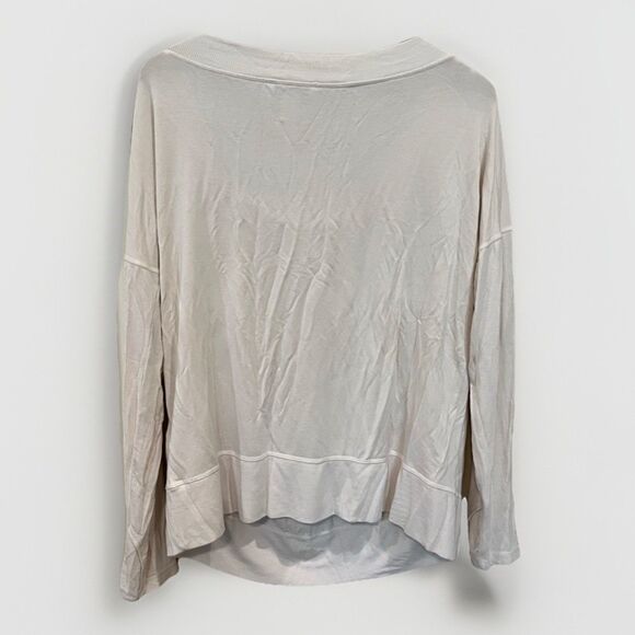 Athleta Long Sleeve Womens XL  Ribbed SLEEVE Modal Blend Swoop Neck Cream - Picture 4 of 7